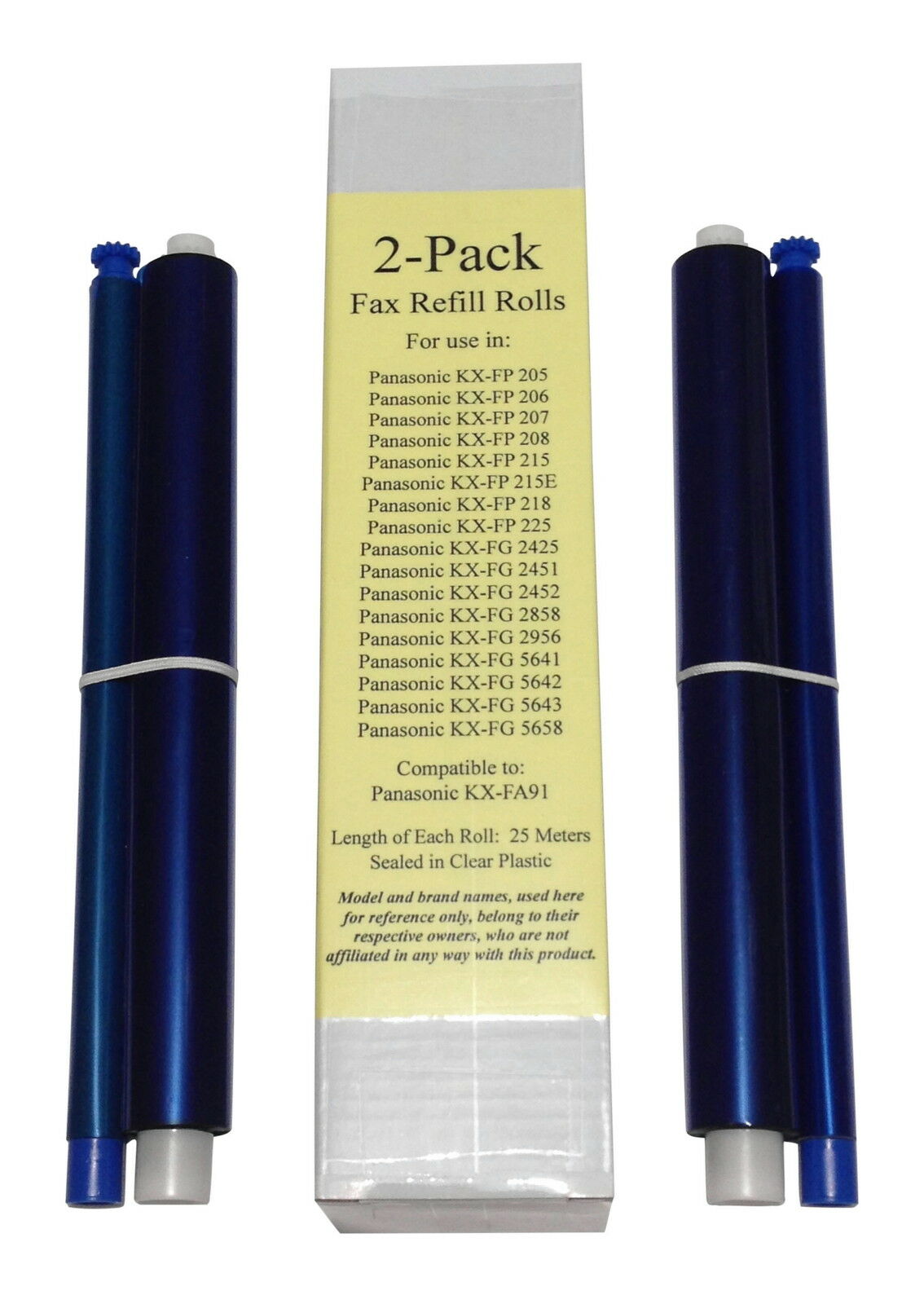 Black 2-pack Thermal Fax Roll Compatible With The Panasonic Kx-fa91 Kxfa91 Fa91